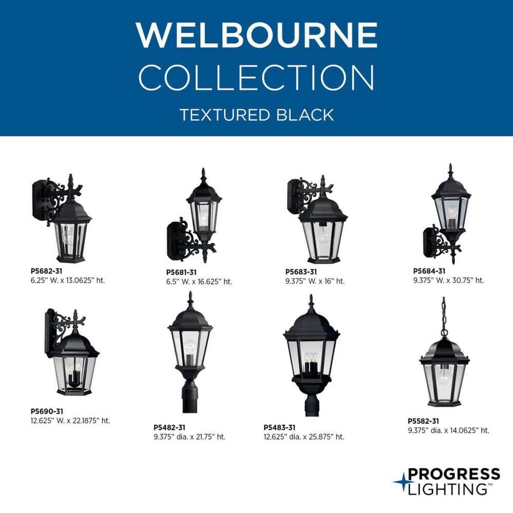 Welbourne Collection 1 - Light Textured Black Clear Beveled Glass Traditional Outdoor Post Lantern Light - Stu's Home Improvement Outlet