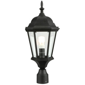 Welbourne Collection 1 - Light Textured Black Clear Beveled Glass Traditional Outdoor Post Lantern Light - Stu's Home Improvement Outlet