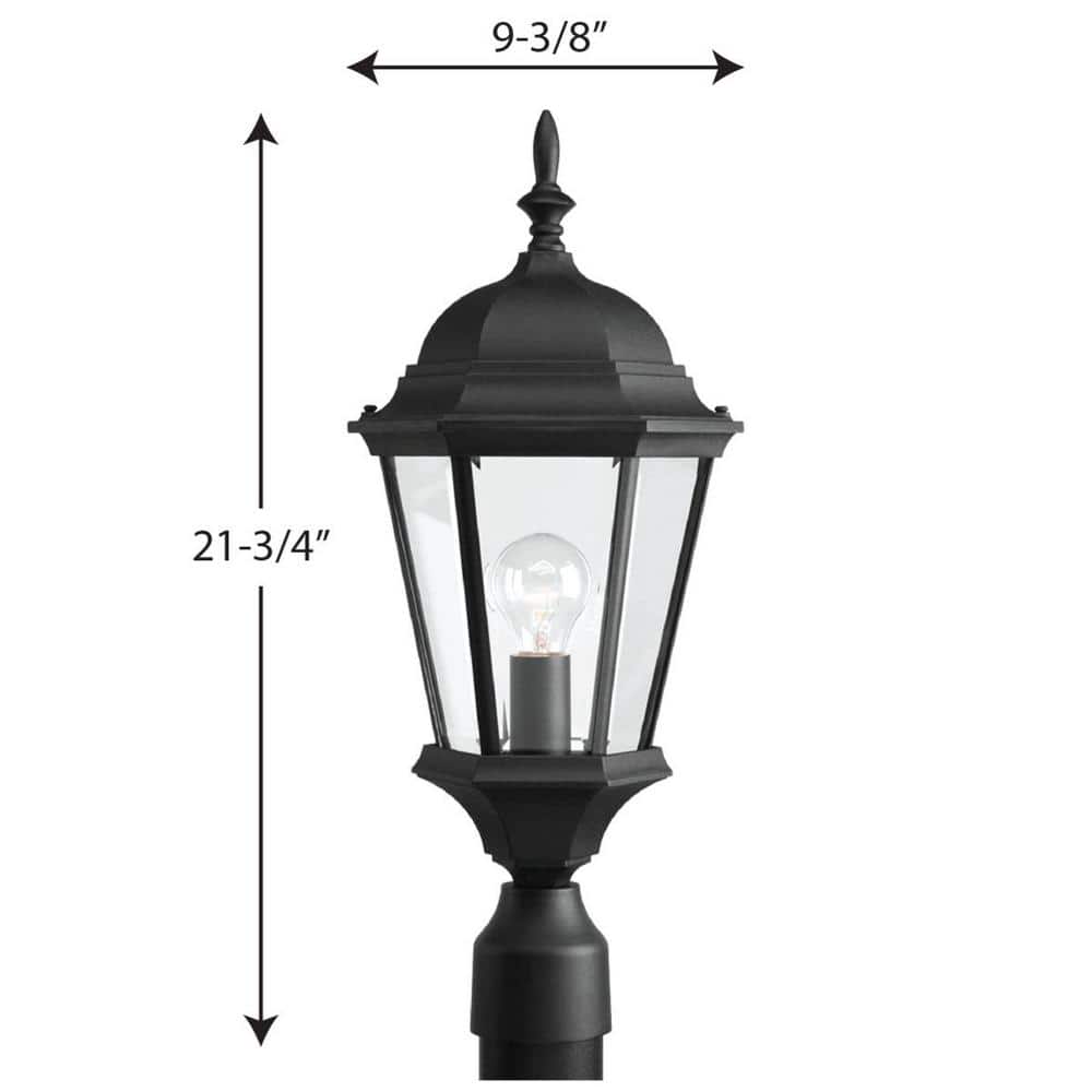 Welbourne Collection 1 - Light Textured Black Clear Beveled Glass Traditional Outdoor Post Lantern Light - Stu's Home Improvement Outlet