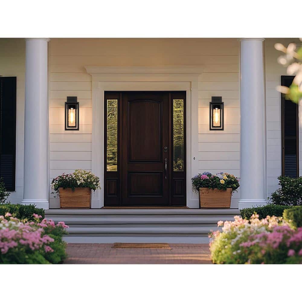 15.78'' Modern Black Water Ripple Outdoor Wall Lantern, 2 Pack Waterproof Wall Lights Fixture for Patio Outdoor Indoor - Stu's Home Improvement Outlet