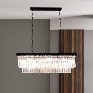 Modern 8 - Light Rectangle Black Crystal Chandelier for Dinning Room - Stu's Home Improvement Outlet