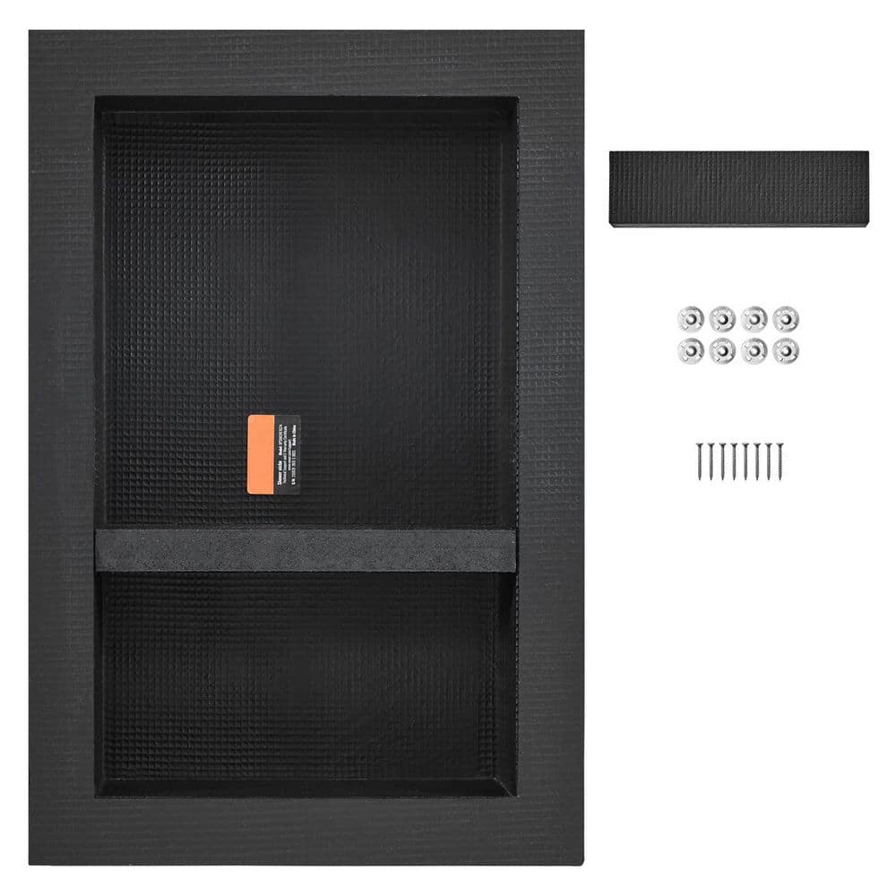 16 in. W x 3.94 in. H x 23.94 in. D Shower Niche Ready for Tile Double Shelf Organizer in Black. Double Shelf Organizer - Stu's Home Improvement Outlet