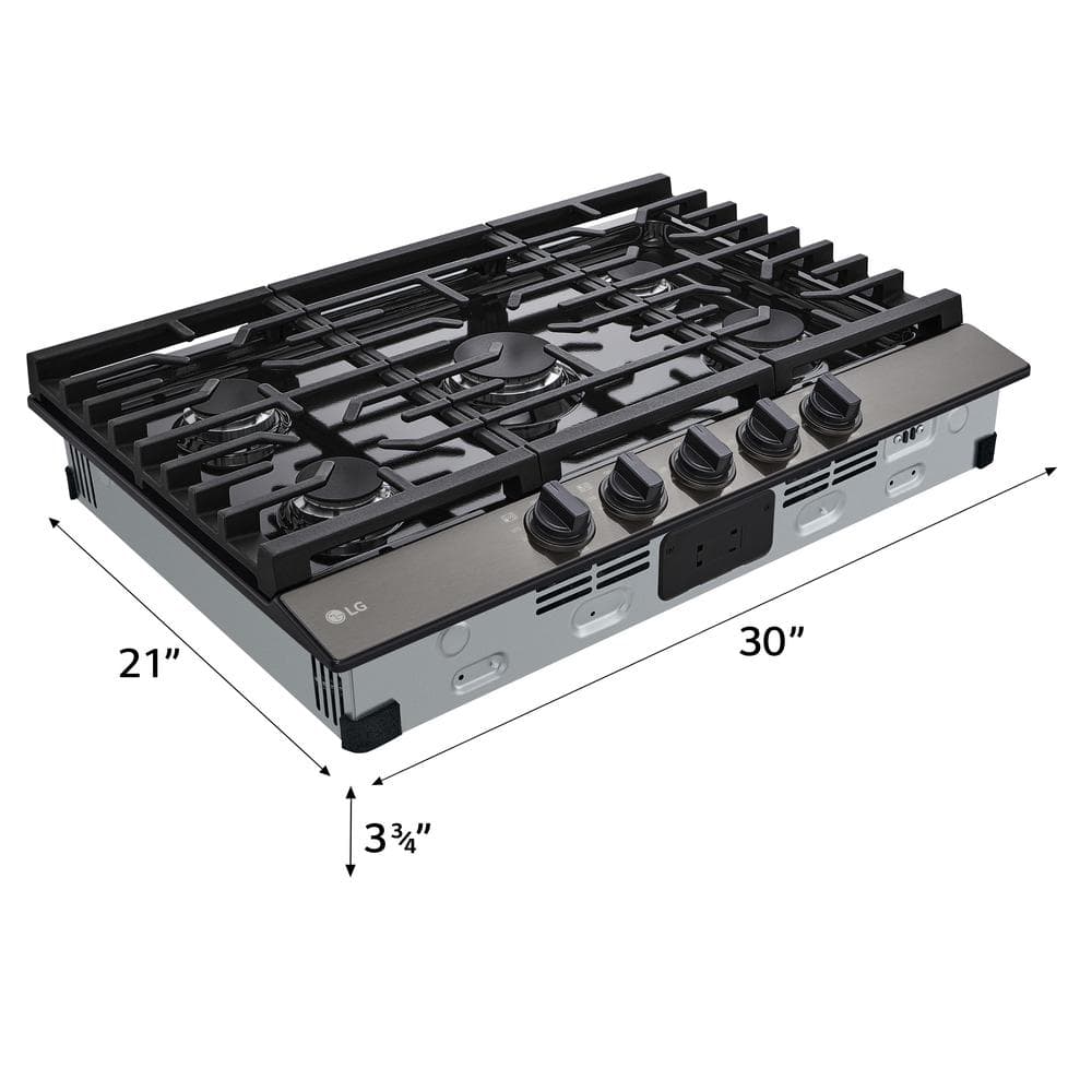 LG 30 in. Gas Cooktop in Black Stainless Steel with 5 Burners and EasyClean - Stu's Home Improvement Outlet