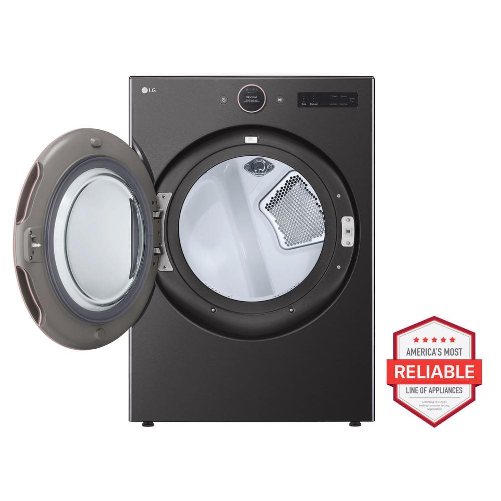 7.4 cu. ft. Vented Stackable SMART Electric Dryer in Black Steel with TurboSteam and AI Sensor Dry Technology
