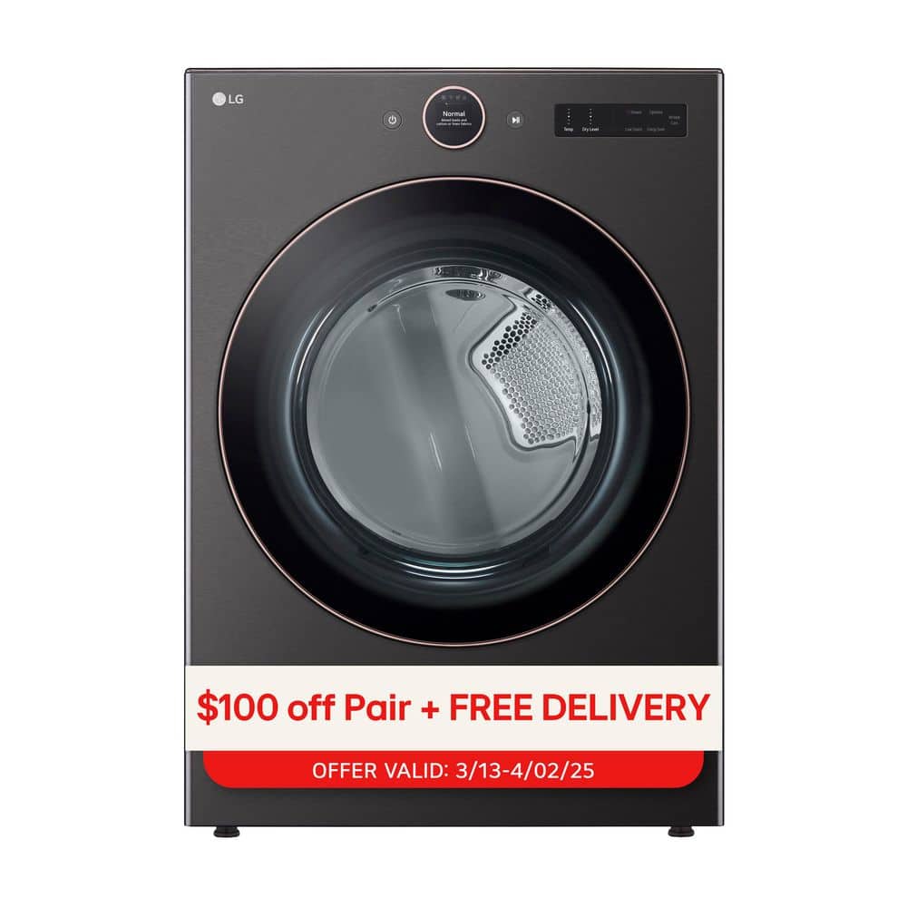 7.4 cu. ft. Vented Stackable SMART Electric Dryer in Black Steel with TurboSteam and AI Sensor Dry Technology