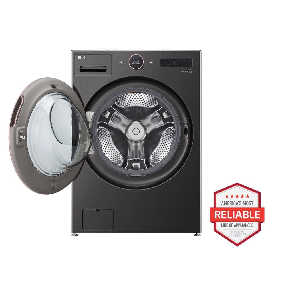5.0 cu. ft. Stackable Smart Front Load Washer in Black Steel with AI Digital Dial, Steam and TurboWash360