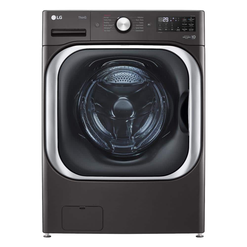 LG 5.2 cu. Ft Stackable SMART Front Load Washer in Black Steel with Steam & Turbowash Technology