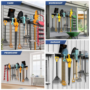 68 in. Garage Tool Storage Steel Rack, 600 lbs. Load Capacity Wall Mounted Storage Organizer System with 12 Hooks - Stu's Home Improvement Outlet