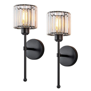 5 in. 1 - Light Set of 2 Black Crystal Wall Sconces, Modern Wall Lights for Bedroom Living Room Hallway for Home Lighting - Stu's Home Improvement Outlet