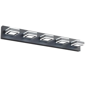 32 in. 5 Black LED Vanity Light Bar with Square Acrylic Lampshades and Modern Design Lighting Fixture for Bathroom - Stu's Home Improvement Outlet