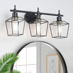 Farmhouse 23.22 in. 3 - Light Black Bathroom Vanity Light with Wire Cage - Stu's Home Improvement Outlet