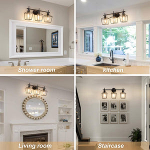 Farmhouse 23.22 in. 3 - Light Black Bathroom Vanity Light with Wire Cage - Stu's Home Improvement Outlet