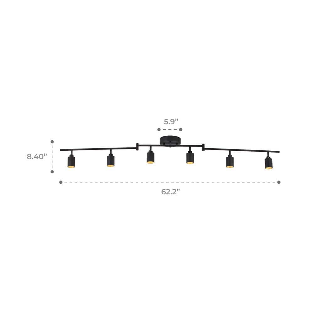 Shura 6 - Head Integrated LED Swivel Track Light, Directional Spot Lights, Dimmable - Black - Stu's Home Improvement Outlet