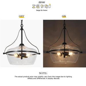 14 in. 3 - Light Industrial Black Chandelier Light, Modern Pendant Lights for Kitchen Island, Clear Glass Ceiling Light - Stu's Home Improvement Outlet