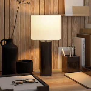 York 16 in. Blackened Bronze Mini Lamp with Fabric Shade - Stu's Home Improvement Outlet