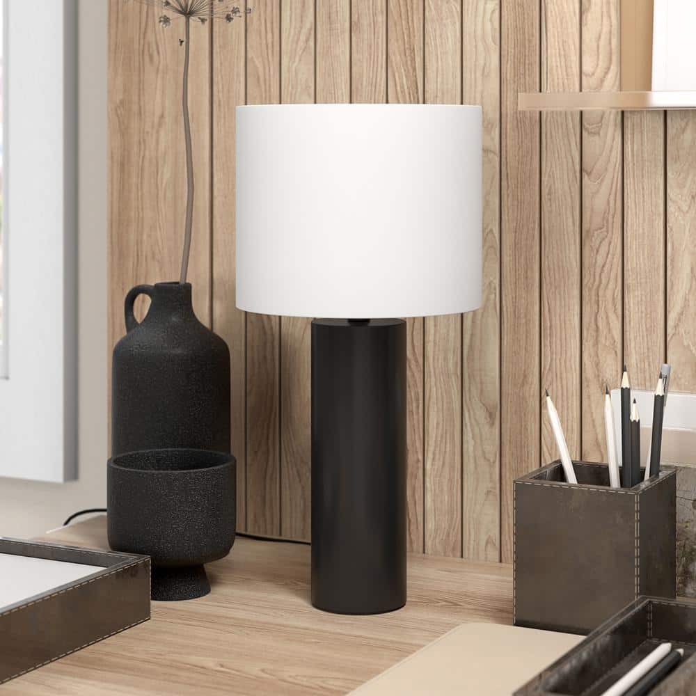 York 16 in. Blackened Bronze Mini Lamp with Fabric Shade - Stu's Home Improvement Outlet