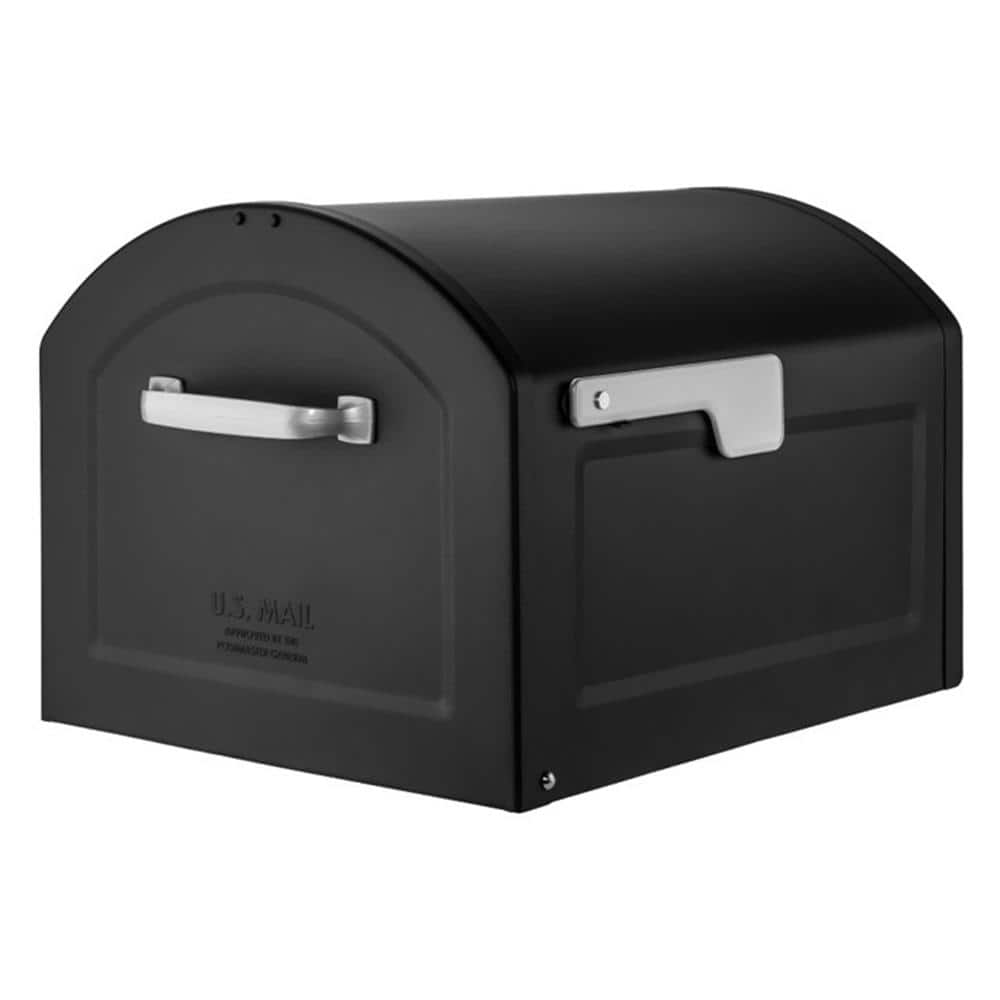 Centennial Black, Extra Large, Steel, Post Mount Mailbox with Premium Silver Handle and Flag - Stu's Home Improvement Outlet