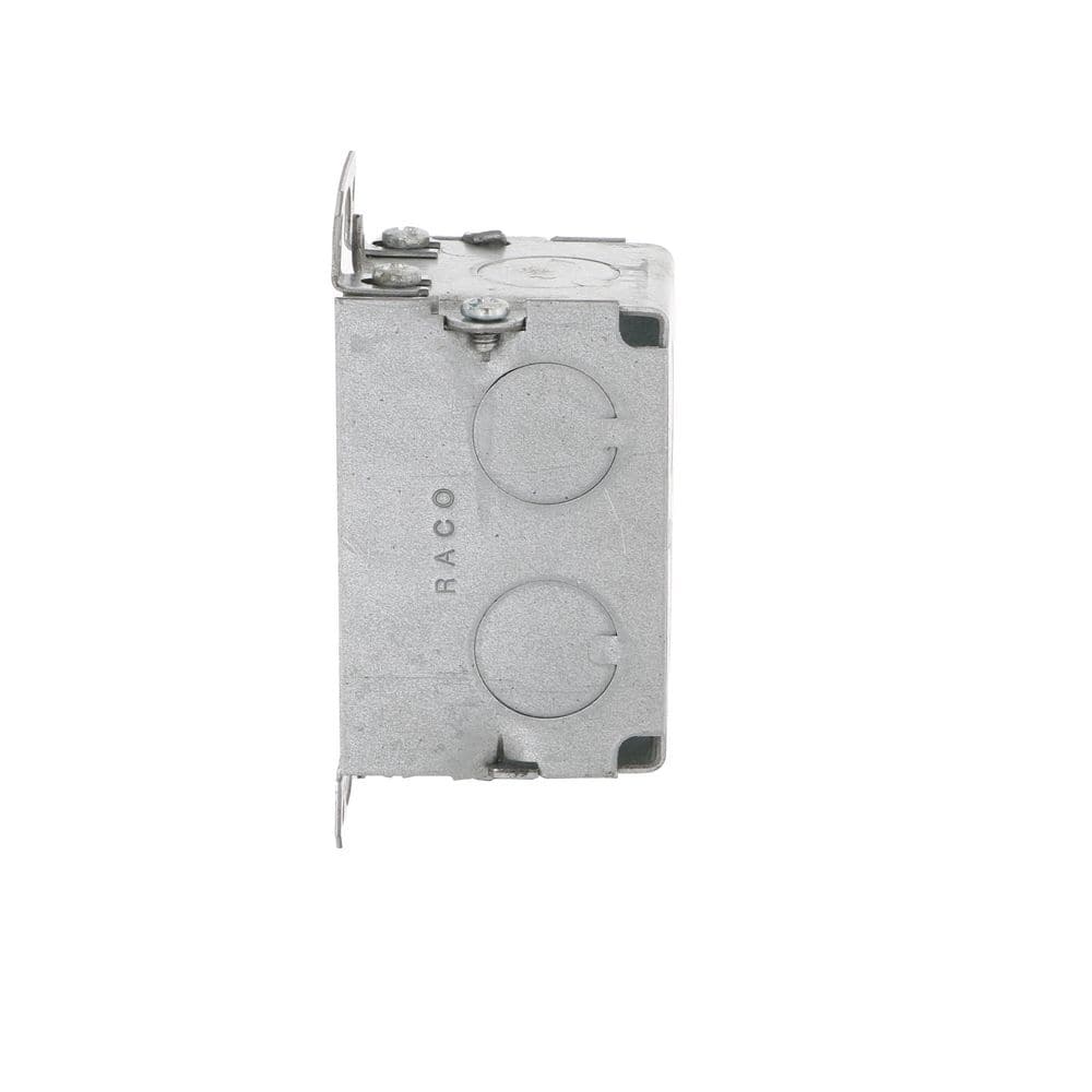 3 in. H x 2 in. W x 2 in. D Steel Metallic 1 - Gang Gangable Switch Box with Eight 1/2 in. KO's and Plaster Ears (1 - Pack) - Stu's Home Improvement Outlet