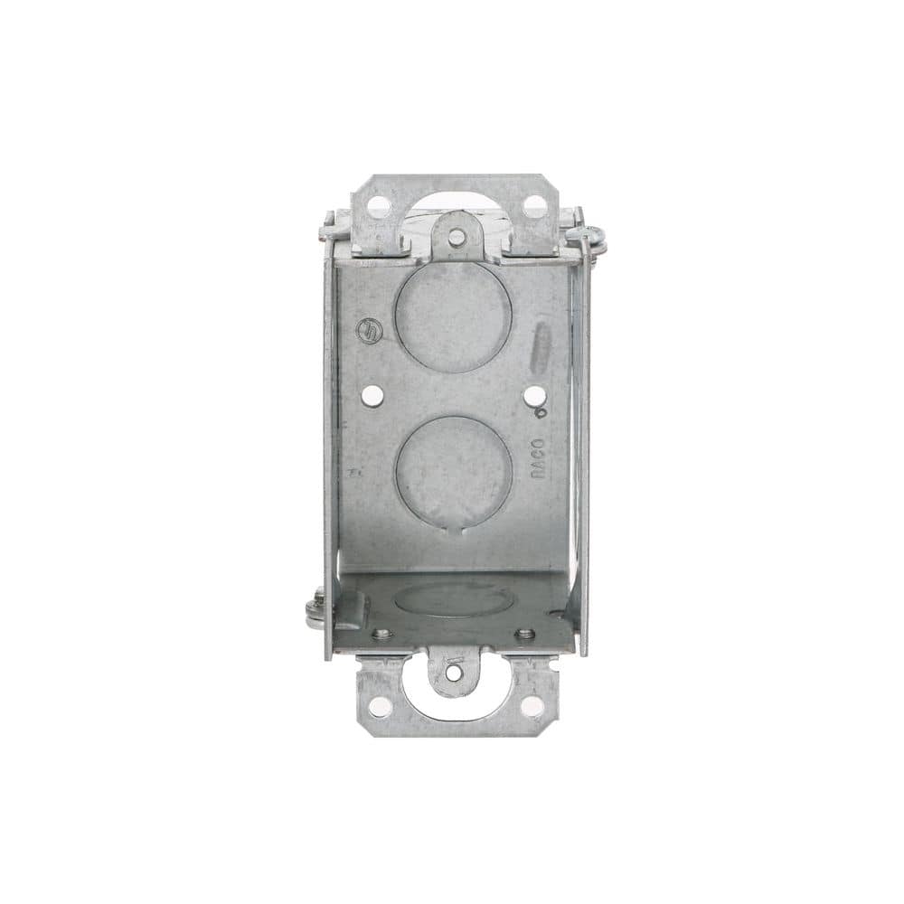 3 in. H x 2 in. W x 2 in. D Steel Metallic 1 - Gang Gangable Switch Box with Eight 1/2 in. KO's and Plaster Ears (1 - Pack) - Stu's Home Improvement Outlet