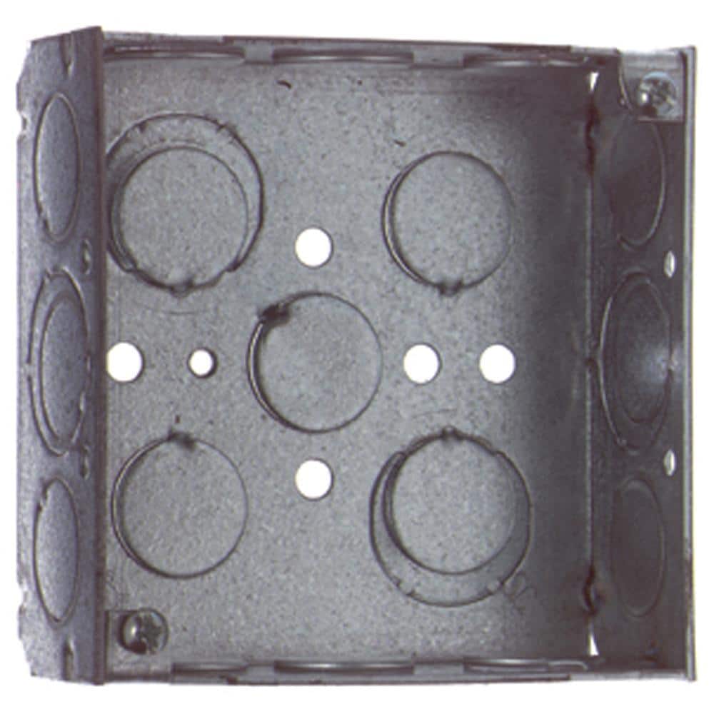 4 in. Square Metal Box 1/2 in. and 3/4 in. Knockouts - Stu's Home Improvement Outlet
