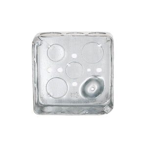 4 in. W x 1 - 1/2 in. D 2 - Gang Drawn Square Box with Ten 1/2 in. KO's and Six 3/4 in. KO's and Raised Ground, 1 - Pack - Stu's Home Improvement Outlet