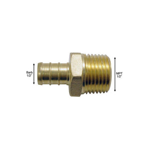 1/2 in. Brass PEX - B Barb x 1/2 in. Male Pipe Thread Adapter - Stu's Home Improvement Outlet