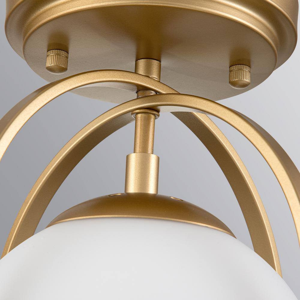 Fragoso 8.66 in. 1 - Light Brass Semi Flush Mount Light with Opal Glass - Stu's Home Improvement Outlet