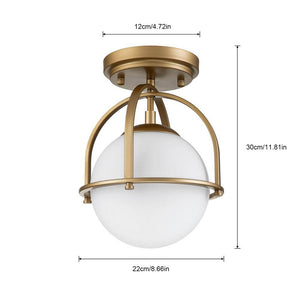 Fragoso 8.66 in. 1 - Light Brass Semi Flush Mount Light with Opal Glass - Stu's Home Improvement Outlet