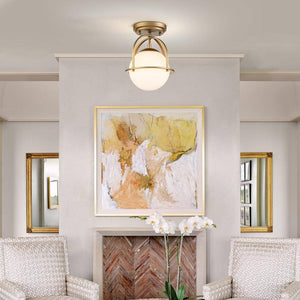 Fragoso 8.66 in. 1 - Light Brass Semi Flush Mount Light with Opal Glass - Stu's Home Improvement Outlet