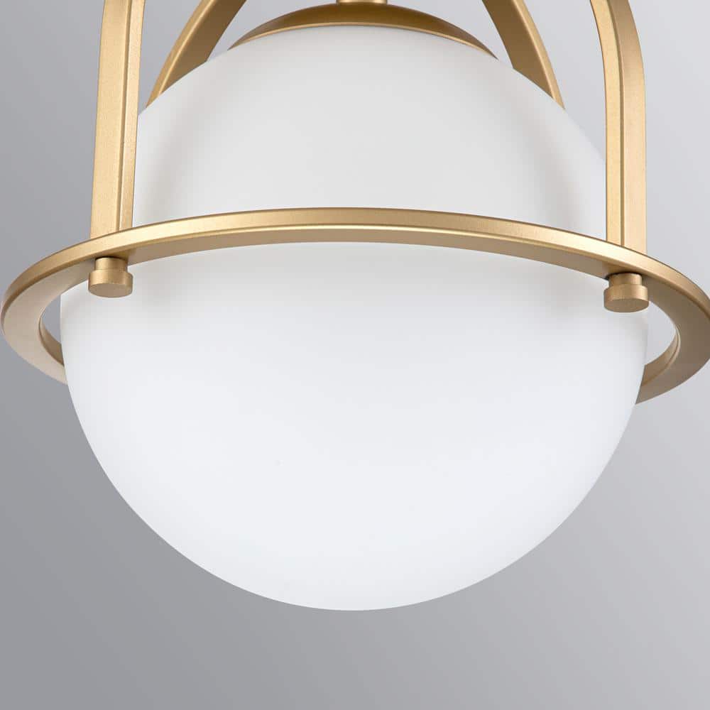 Fragoso 8.66 in. 1 - Light Brass Semi Flush Mount Light with Opal Glass - Stu's Home Improvement Outlet