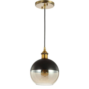 Nixon 7.5 in. 1 - Light Brass Gold/Black Adjustable Drop Globe Metal/Glass LED Pendant - Stu's Home Improvement Outlet