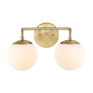 Louis Parisian Globe 15 in. 2 - Light Brass Gold Metal Modern Contemporary LED Vanity Light with Frosted Glass - Stu's Home Improvement Outlet