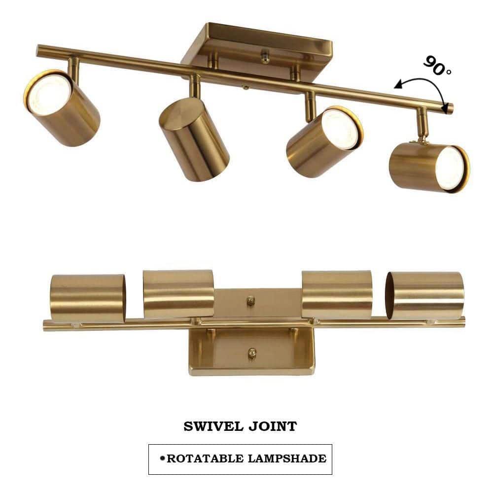 1.6 ft. 4 - Light Brass Gold Modern Track Lighting Kits Linear Rotating Head Track Light with Metal Shade, Ceiling Light - Stu's Home Improvement Outlet