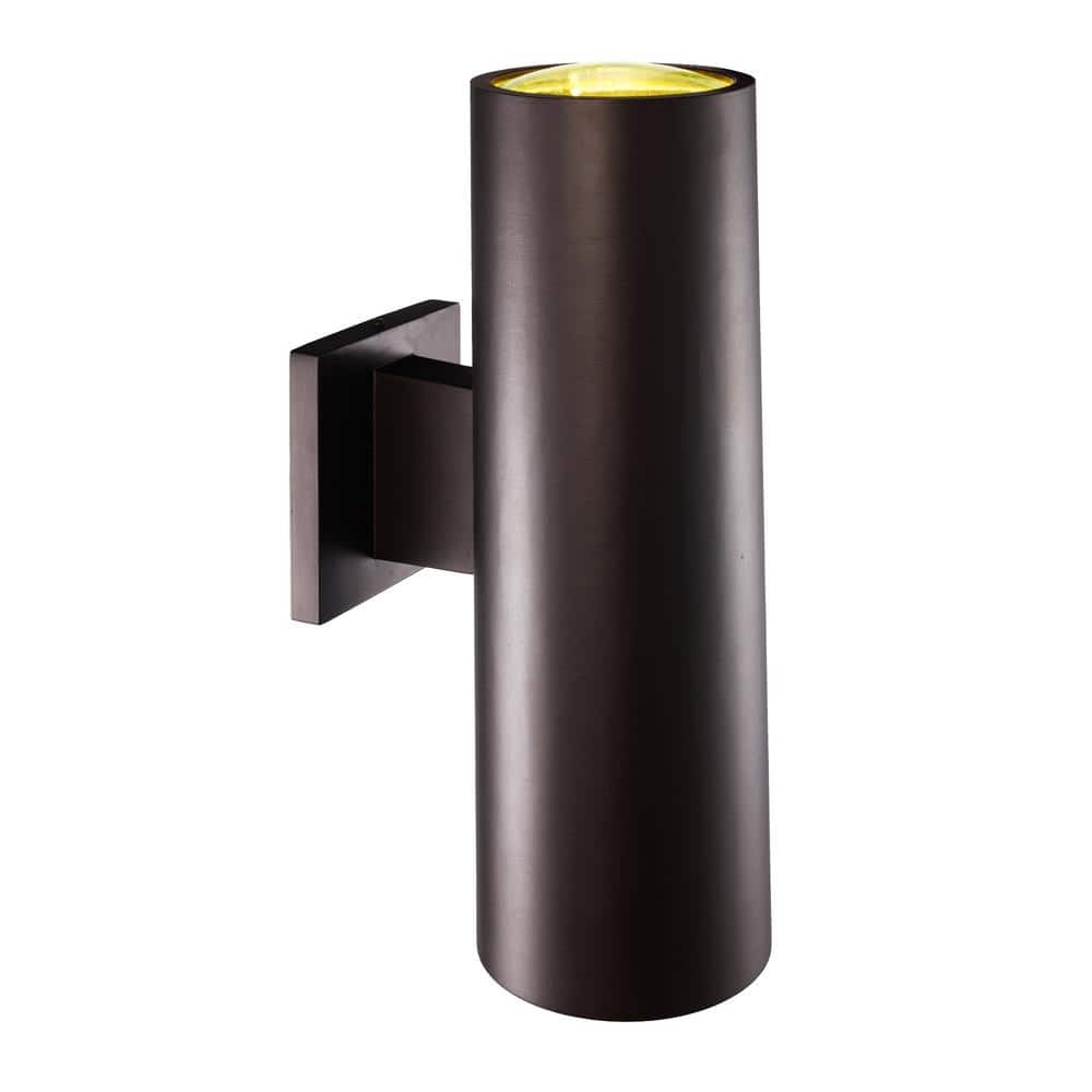 Cali 2 - Light Large Bronze Cylinder Outdoor Wall Light Fixture with Clear Glass - Stu's Home Improvement Outlet