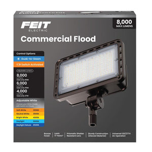 500 - Watt Equivalent 4000/6000/8000 Lumens Selectable 5CCT Bronze Dusk to Dawn Integrated LED Flood Light - Stu's Home Improvement Outlet