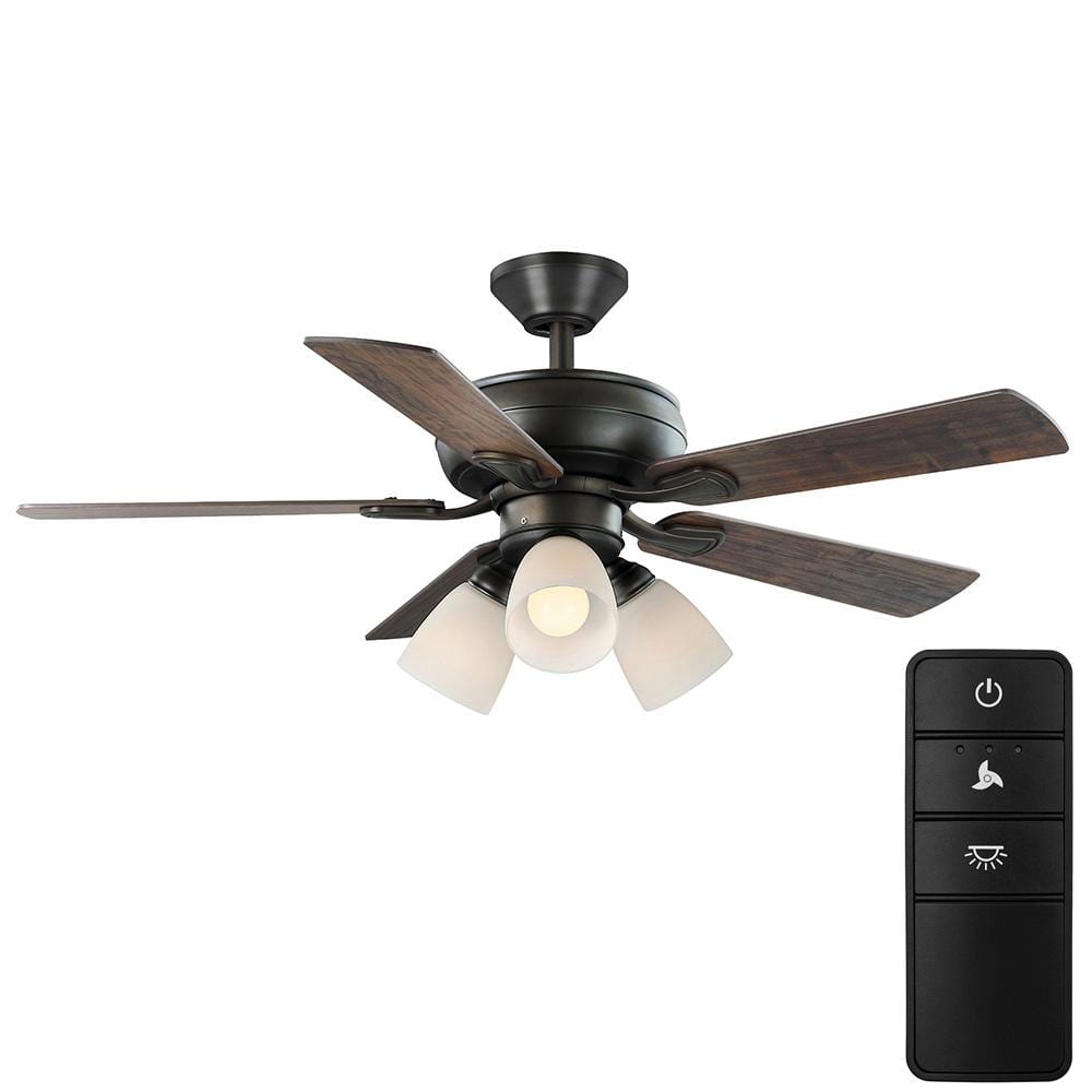 Riley 44 in. Indoor LED Bronze Dry Rated Downrod Ceiling Fan with 5 Reversible Blades, Light Kit and Remote Control - Stu's Home Improvement Outlet