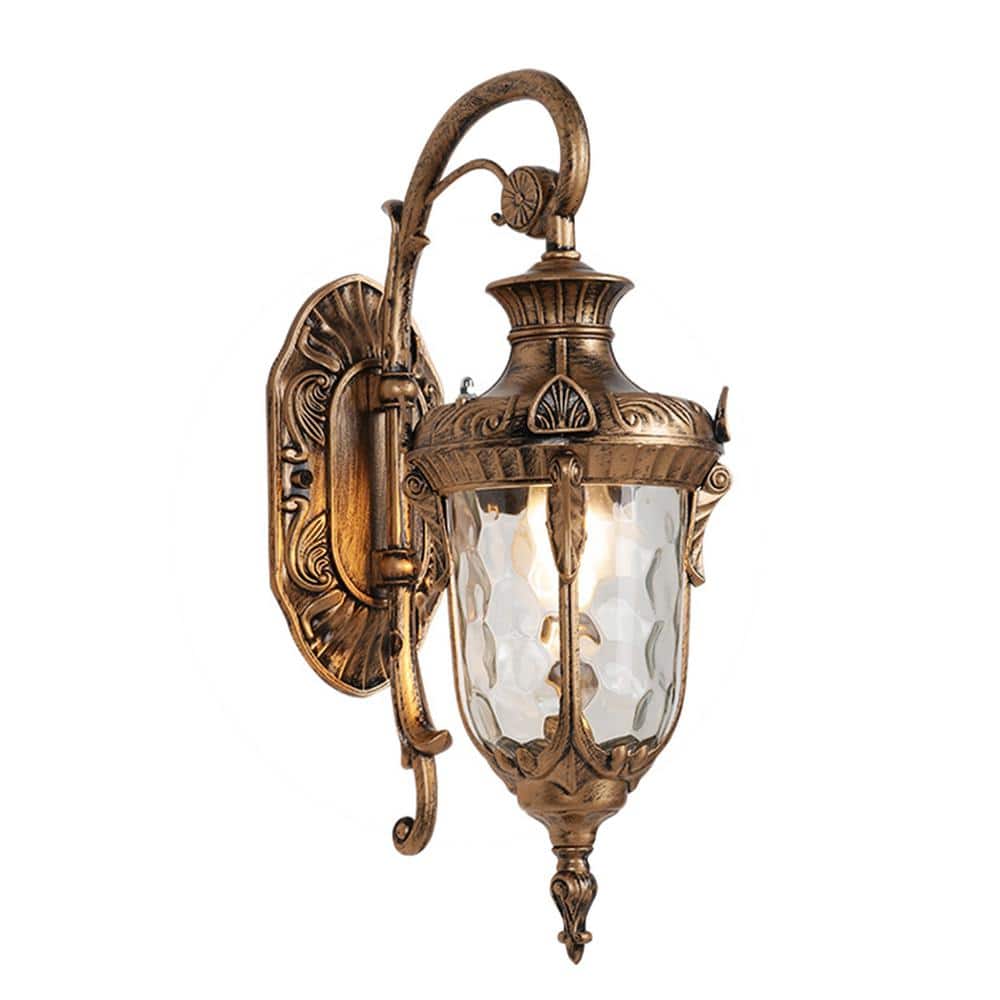 9.06 in. 1 - Light Bronze Retro Outdoor/Indoor Waterproof Lantern Wall Sconce with Glass Shade for Park Garden - Stu's Home Improvement Outlet