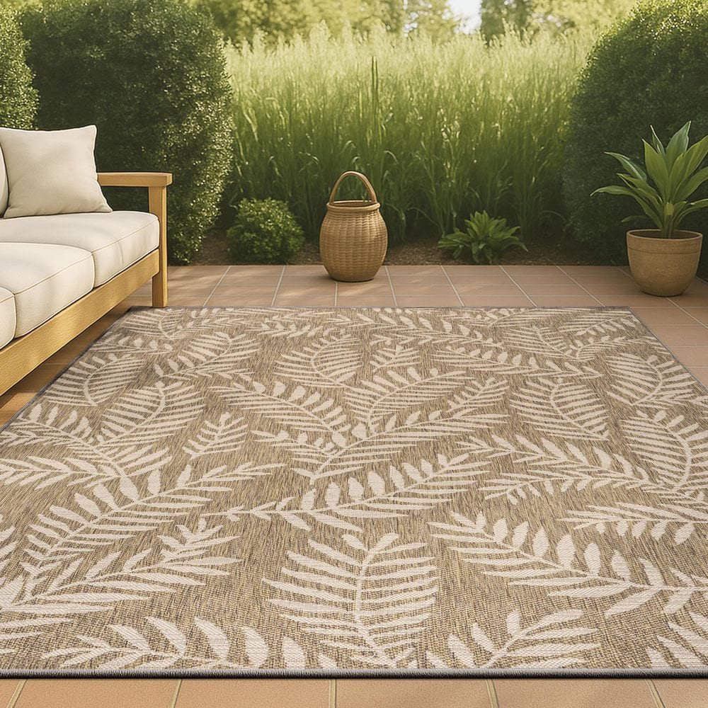 Nevis Palm Frond Brown/Beige 3 ft. x 5 ft. Indoor/Outdoor Area Rug