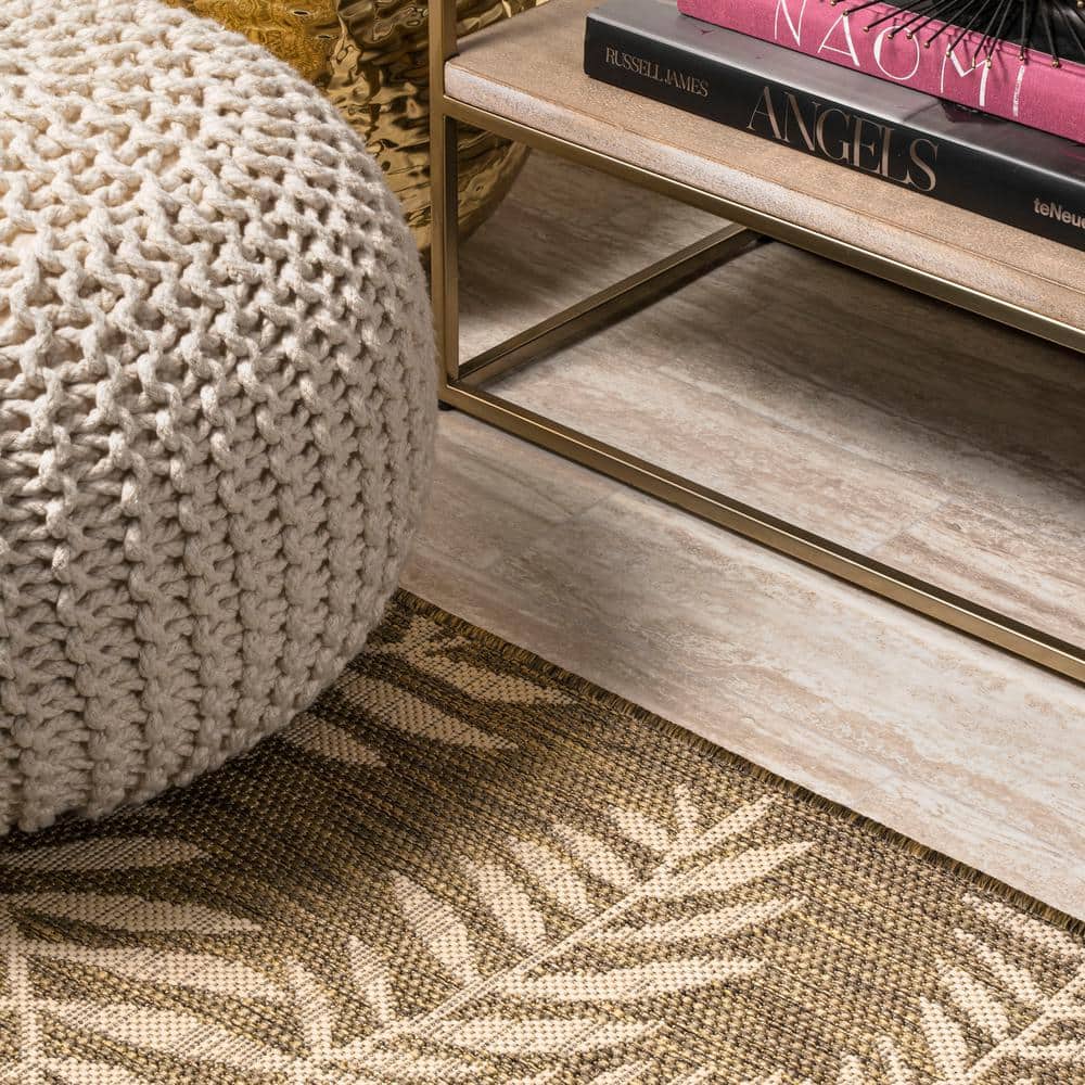 Nevis Palm Frond Brown/Beige 9 ft. x 12 ft. Indoor/Outdoor Area Rug - Stu's Home Improvement Outlet