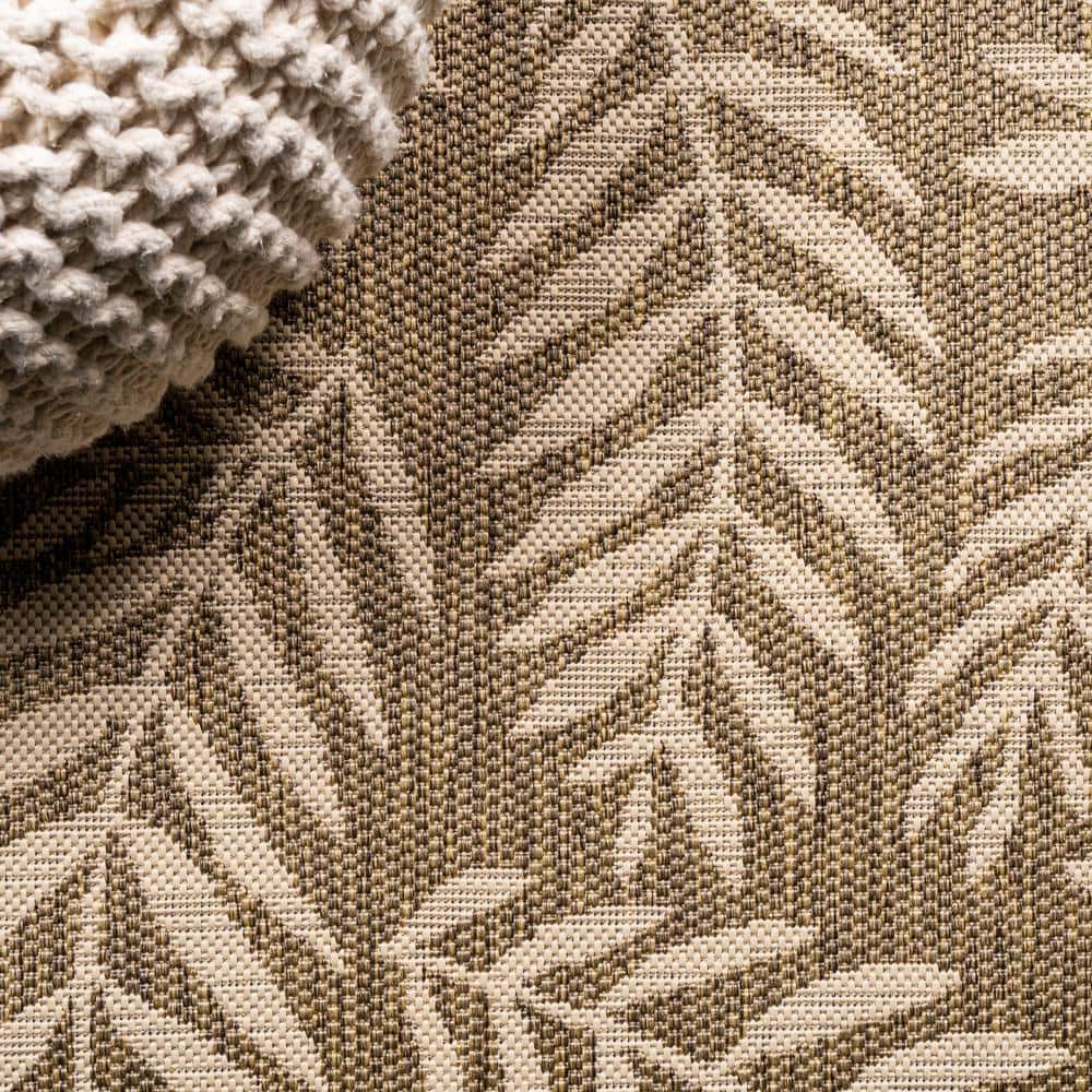 Nevis Palm Frond Brown/Beige 9 ft. x 12 ft. Indoor/Outdoor Area Rug - Stu's Home Improvement Outlet