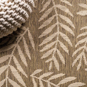 Nevis Palm Frond Brown/Beige 9 ft. x 12 ft. Indoor/Outdoor Area Rug - Stu's Home Improvement Outlet