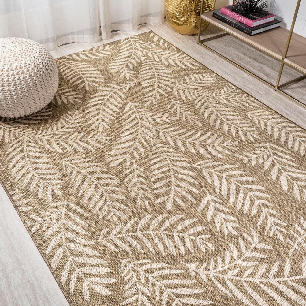 Nevis Palm Frond Brown/Beige 9 ft. x 12 ft. Indoor/Outdoor Area Rug - Stu's Home Improvement Outlet