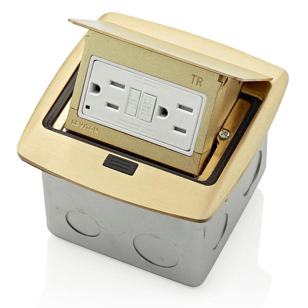Pop - Up Floor Box with 15 Amp, Tamper - Resistant Self - Test GFCI Outlet, Brass PFGF1 - BR - Stu's Home Improvement Outlet