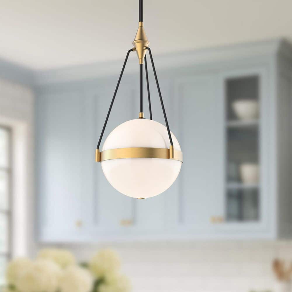 Harmony 14 in. 3 Light 60 - Watt Brushed Gold/Glossy Opal Glass Pendant Light - Stu's Home Improvement Outlet