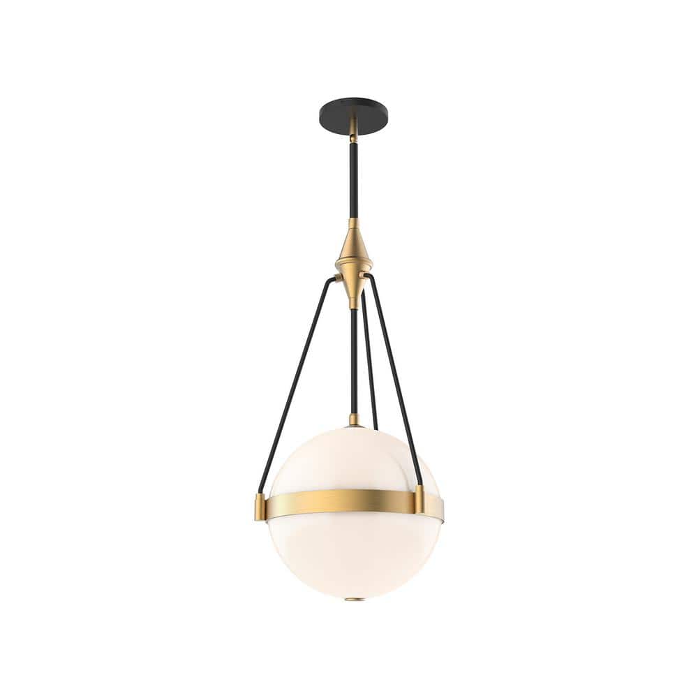 Harmony 14 in. 3 Light 60 - Watt Brushed Gold/Glossy Opal Glass Pendant Light - Stu's Home Improvement Outlet