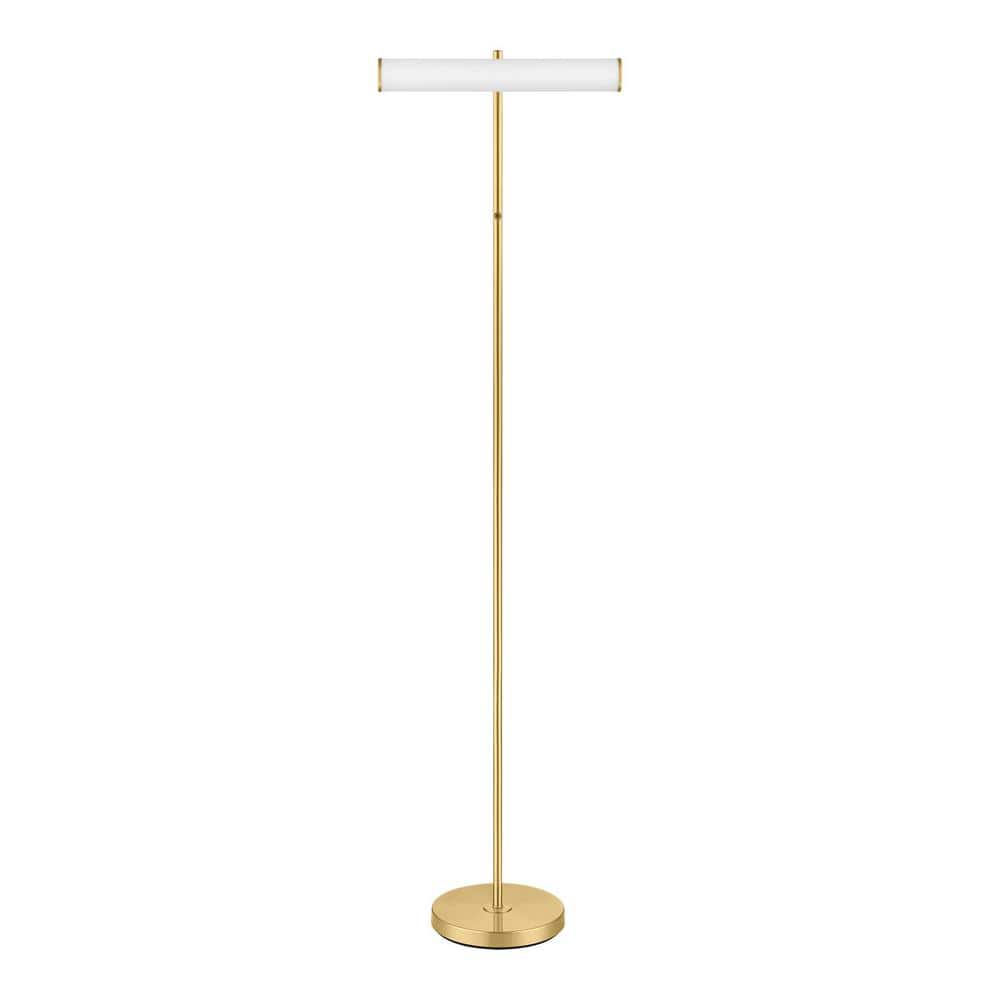 Essex 58 in. Brushed Gold 1-Light 3-CCT Dimmable LED Standard Floor Lamp with Rotating Elongated Shade