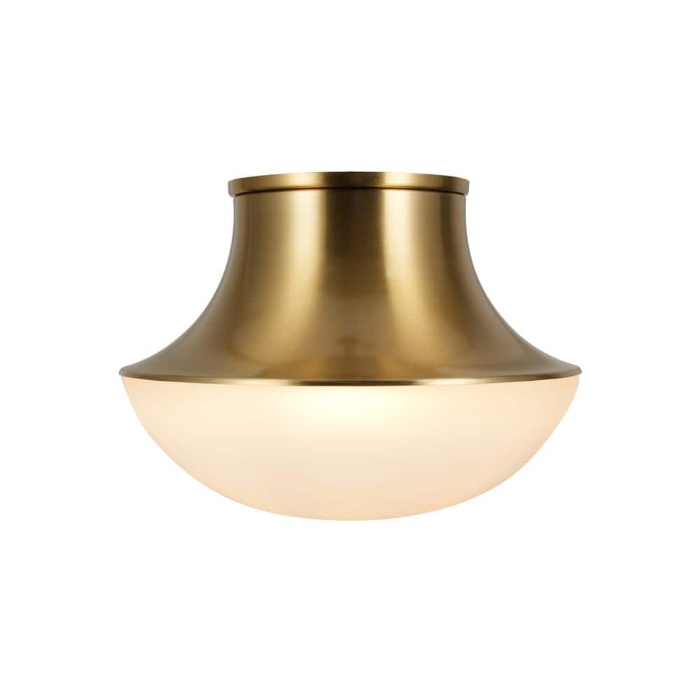 Chelsea 7 in. 1-Light Brushed Gold Flush Mount with Frosted Glass Shade