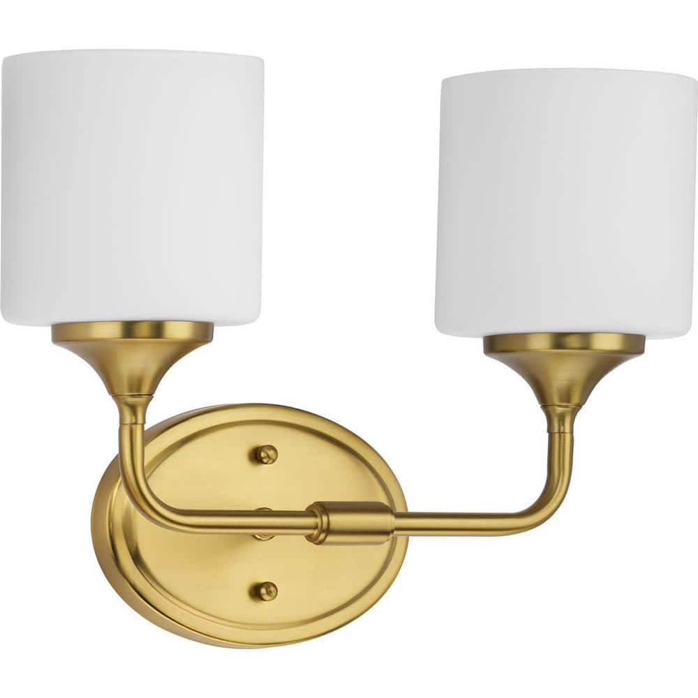 Lynzie Collection 14.5 in. 2 - Light Brushed Gold Etched Opal Glass Modern Bath Vanity Light - Stu's Home Improvement Outlet