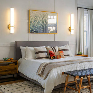 Modern LED Gold Wall Sconce with Frosted Cylindrical Acrylic Shade Dimmable Sconces Wall Lighting (Set of 2) - Stu's Home Improvement Outlet