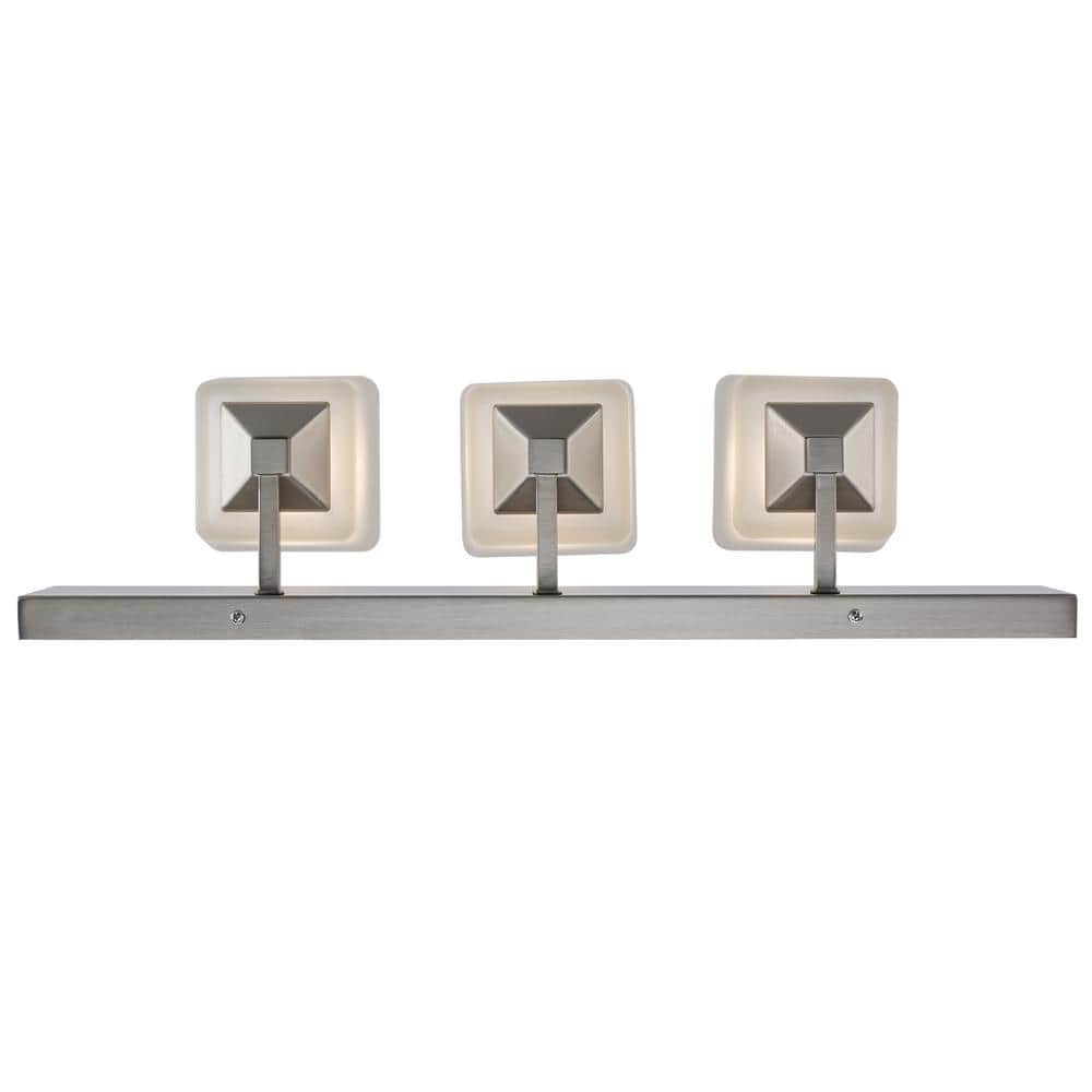 Edwards 24 in. 3 - Light Brushed Nickel Bathroom Vanity Light Fixture with Frosted Glass Shades - Stu's Home Improvement Outlet